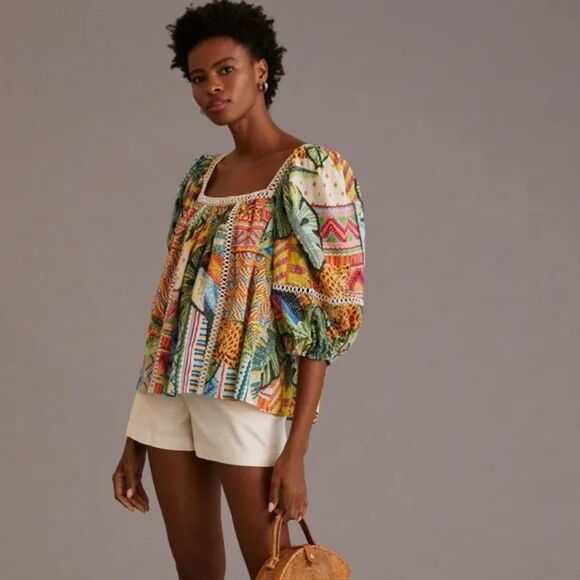 green peasant blouse